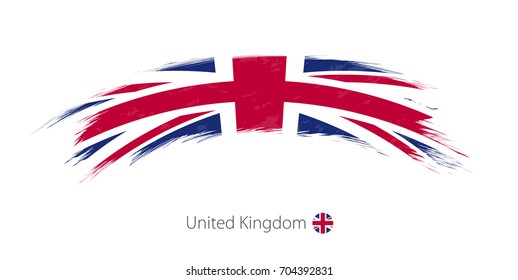Flag of United Kingdom in rounded grunge brush stroke. Vector illustration.