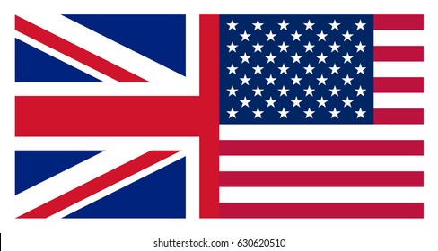 Flag of United Kingdom and United States of America, Vector flag background of American and British