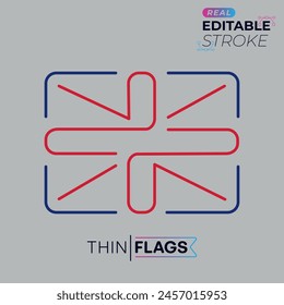 La bandera del Reino Unido. Icono de bandera fina. Trazo editable Bandera británica