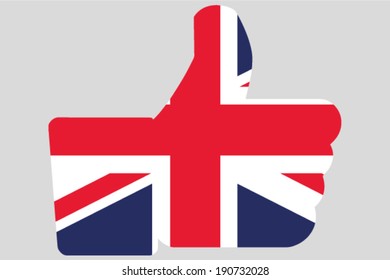 The flag of United Kingdom in a Thumbs Up Icon