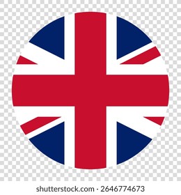 Flag of United Kingdom. UK circle flag logo icon computer vector illustration design. Checkerboard background.