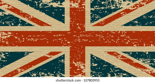 Flagge des Vereinigten Königreichs. Britische Grunge-Fahne auf alter Pappstruktur. Vektor eps10