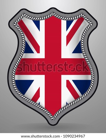 Flag of United Kingdom. Vector Badge and Icon. Vertical Orientation Version