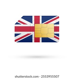 Flag of United Kingdom. Vector illustration of SIM Card with flag on white background