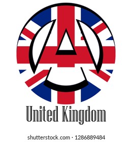 Flag of United Kingdom of the world in the form of a sign of anarchy, which stands for freedom and equality of people.