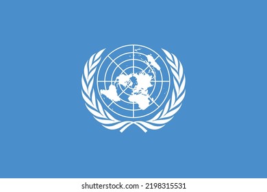 Bandera De Las Naciones Unidas, Una Organización Intergubernamental Internacional, Aislada De Fondo Blanco.