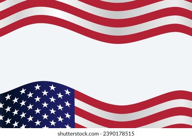 Flag of United State of America frame border background poster template copy space. Vector illustration USA flag country for independence , memorial, Veterans Day background. 
