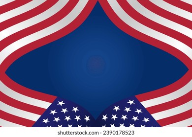 Flag of United State of America frame border background poster template copy space. Vector illustration USA flag country for independence , memorial, Veterans Day background. 