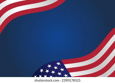 Flag of United State of America frame border background poster template copy space. Vector illustration USA flag country for independence , memorial, Veterans Day background. 