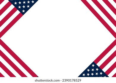 Flag of United State of America frame border background poster template copy space. Vector illustration USA flag country for independence , memorial, Veterans Day background. 