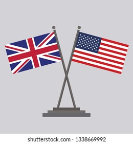 Flag of United State of America and Flag of United Kingdom