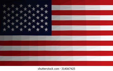 Flag of the United State of America, low poly vector illustration.