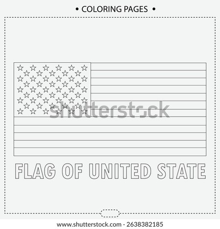 Flag Of United State Vector Design, USA Flag Coloring pages , Print Design , LIne Art