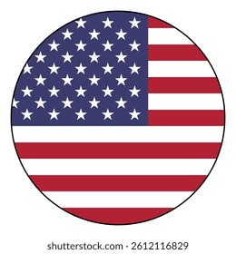 Flag of United States of America. Black edge. United States of America circle flag logo icon computer vector illustration design.