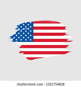 Flag of United States of America with brush stroke effect vector illustration