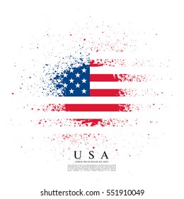 Flag of the United States of America, brush stroke background