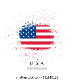Flag of the United States of America, brush stroke background