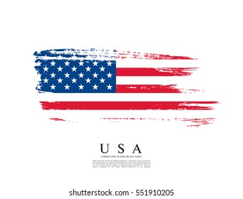 Flag of the United States of America, brush stroke background