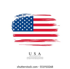 Flag of the United States of America, brush stroke background