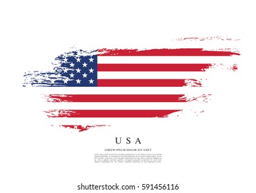 Flag of The United States of America, brush stroke background