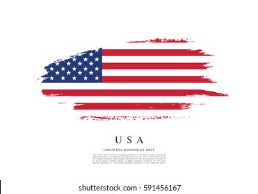 Flag of The United States of America, brush stroke background