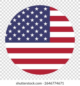 Flag of United States of America. America circle flag logo icon computer vector illustration design. Checkerboard background.