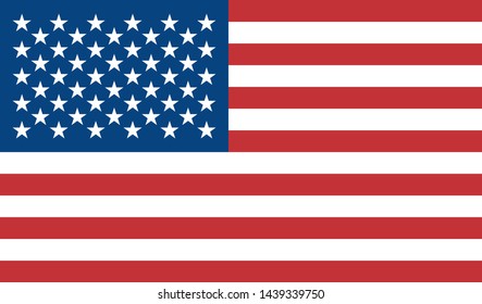 The flag of the United States of America is colored. Vector colorful flag of the US. Blue, red, white. Object isolated background.