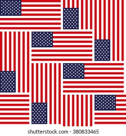 Flag of the United States of America, colorfull seamless repeating  vector background pattern