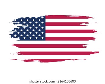 Flag of the United States of America draw with a brush.