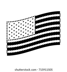 flag united states of america flat design to side black silhouette on white background vector illustration
