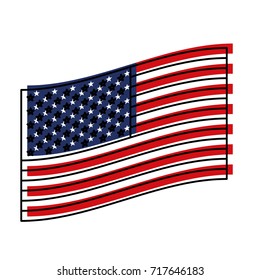 flag united states of america flat design to side colorful watercolor silhouette vector illustration