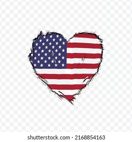 Flag Of United States of America in love texture brush  with transparent background, vector illustration in eps file