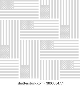 Flag of the United States of America, monochrome gray repeating seamless vector background pattern