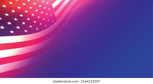 bandera de los estados unidos de américa sobre fondo azul con efecto luminoso 