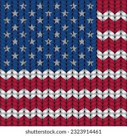 Flag of United States of America on a braided rop.