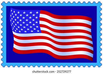 Flag of the United States of America on postage stamp