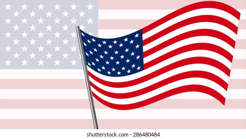 Flag of the United States of America placed on the similar background