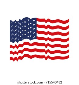 flag united states of america with several wave colorful icon on white background vector illustration