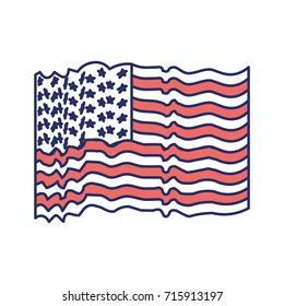 flag united states of america with several wave color sections silhouette on white background vector illustration