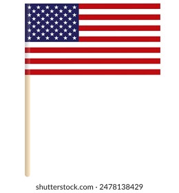 Flag of the United States of America, with stand, flat vector