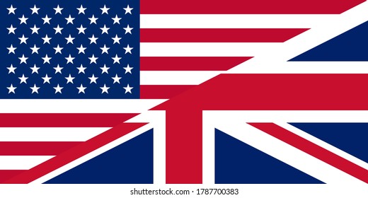 flag of united states of  america and union jack. proportion 1:2