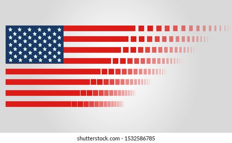 flag of united states of america (USA) with spraying stripes