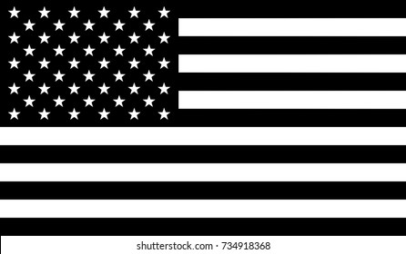 Flag of United States of America (USA) with black and white colors - vector graphic