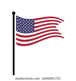 Bandeira dos Estados Unidos. Estados Unidos da América bandeira vetor ilustração ícone design. Bandeira de mastro flutuante.