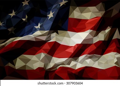 The flag of the United States of America in vector triangular design