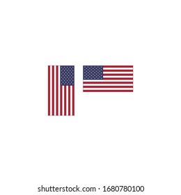 Flag of the United States of America in vertical and horizontal position, Stock Vector illustration isolated on white background.