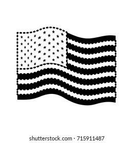 flag united states of america wave black silhouette on white background vector illustration