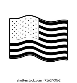 flag united states of america wave in monochrome silhouette vector illustration