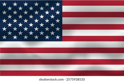 Flag of United states of America. Waving flag of USA. Vector illustration. 