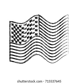 flag united states of america waving monochrome blurred silhouette on white background vector illustration
